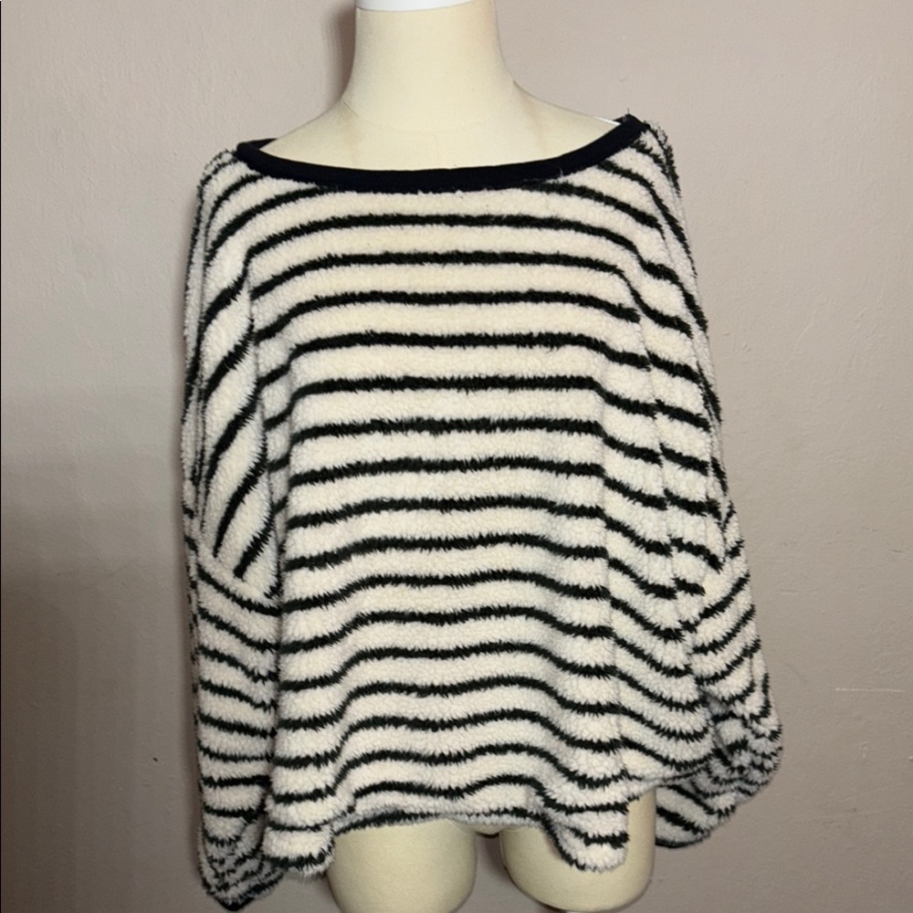 Free people Striped olive green  and White Women's Sweater